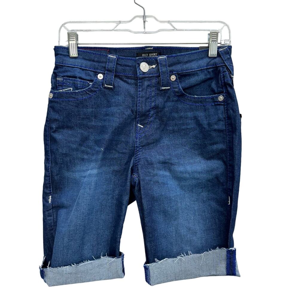 True Religion Shorts Women's Size 27 Blue Riley Bermuda Dark Moonstone New